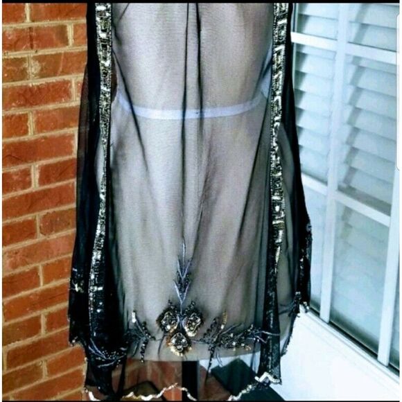 New Free People Embroidered Embellished Black Slip - Picture 6 of 7